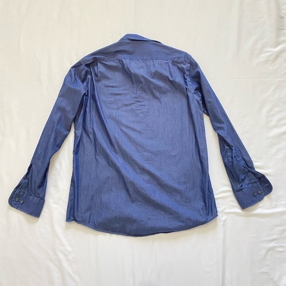 Club Room Men’s Blue Button Down Shirt Neck size 15 sleeves 34/35 - Picture 2 of 8